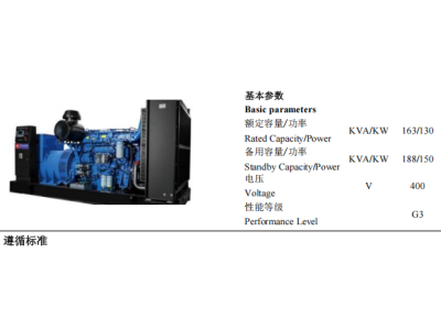 Diesel Genset - ZBYC188GF -50Hz-Datashee