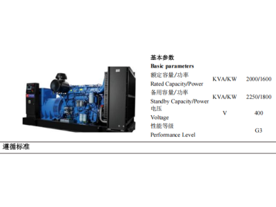 Diesel Genset - ZBYC2250GF -50Hz-Datashe